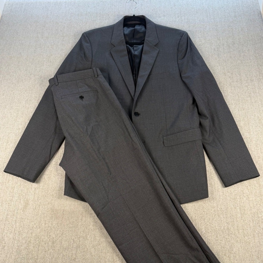 Theory Suit Mens 42 Regular Charcoal Grey Wool Blend 2-Button Blazer Trousers